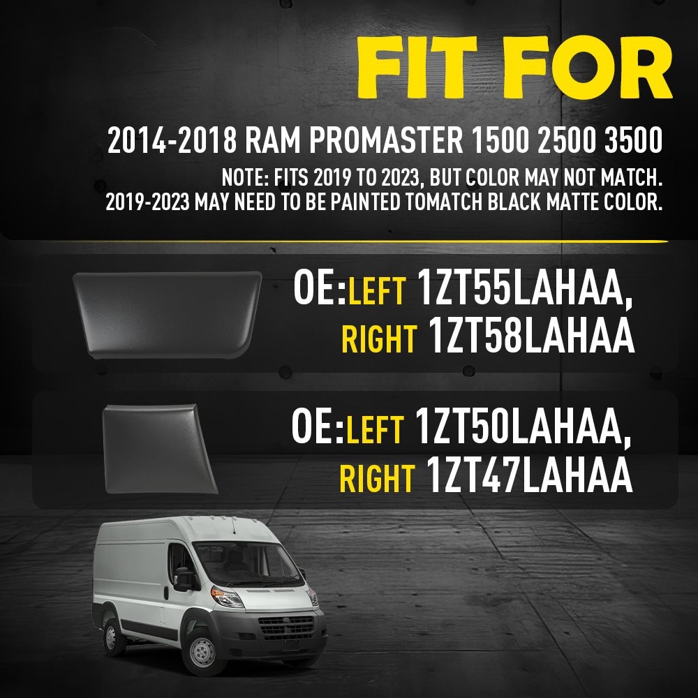 For 2014-2018 Ram Promaster 1500 2500 3500 Front Pillar Door Trim Molding 4Pcs