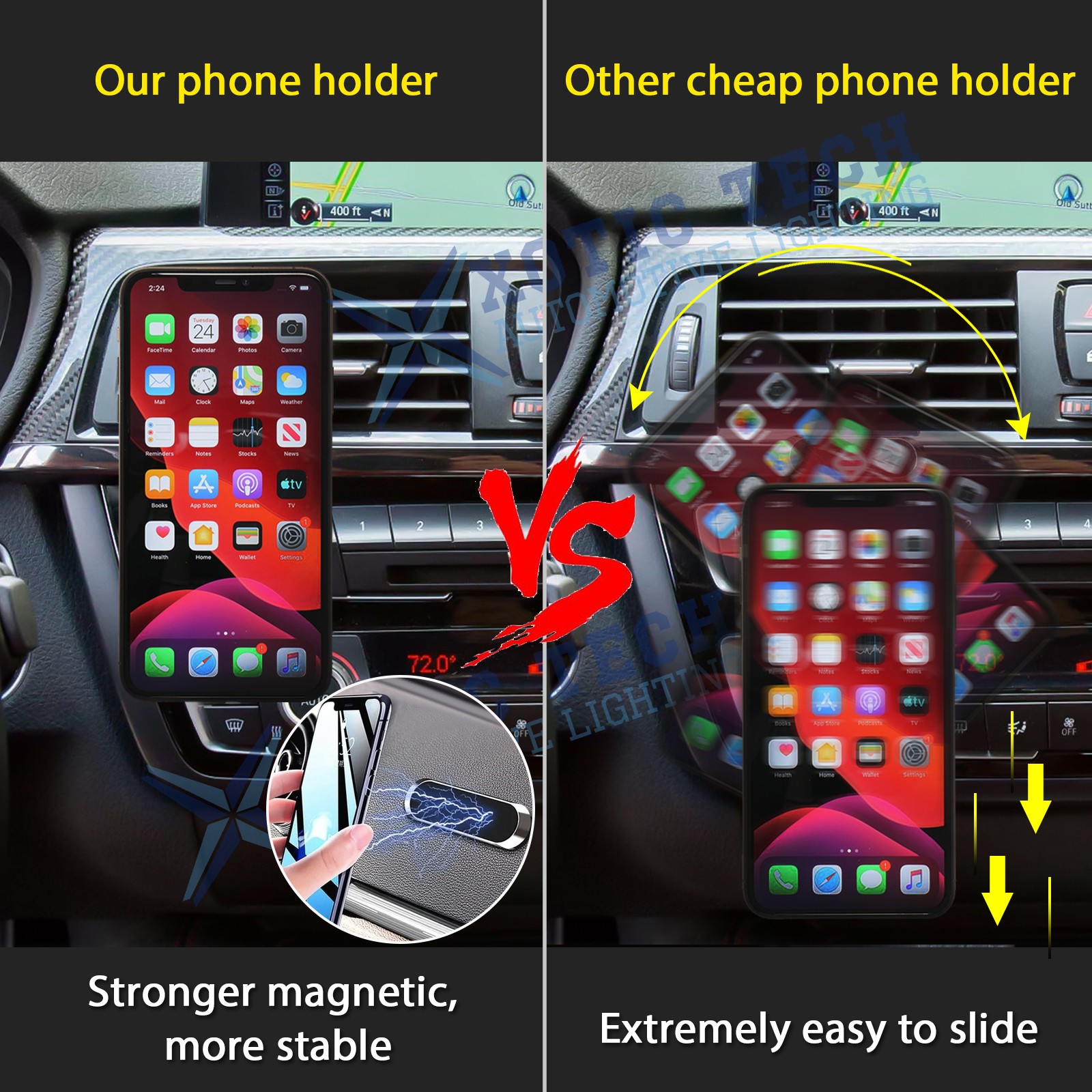 Silver Magnetic Car Phone Holder Stand Car Dashboard 360 Rotation For Honda Ford