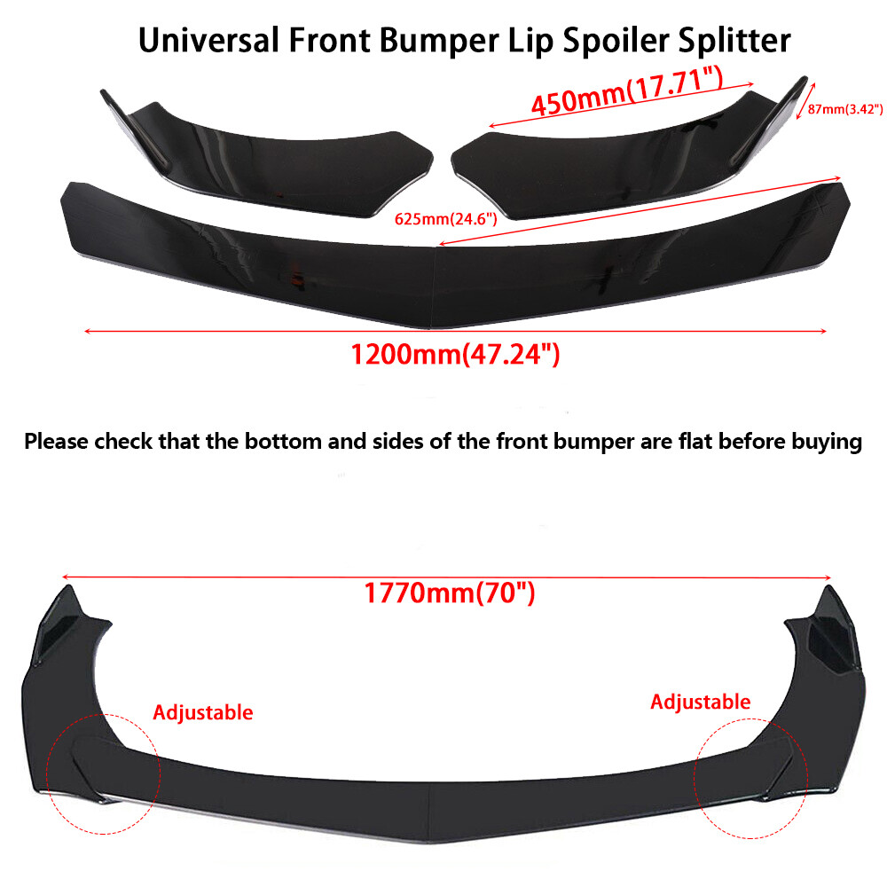 For Cadillac ATS XTS CTS SRX Front Bumper Lip Spoiler Splitter Glossy Black