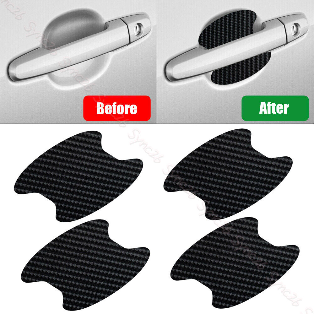 4x Car Accessories Door Handle Protector Film Anti-Scratch Stickers Carbon Fiber