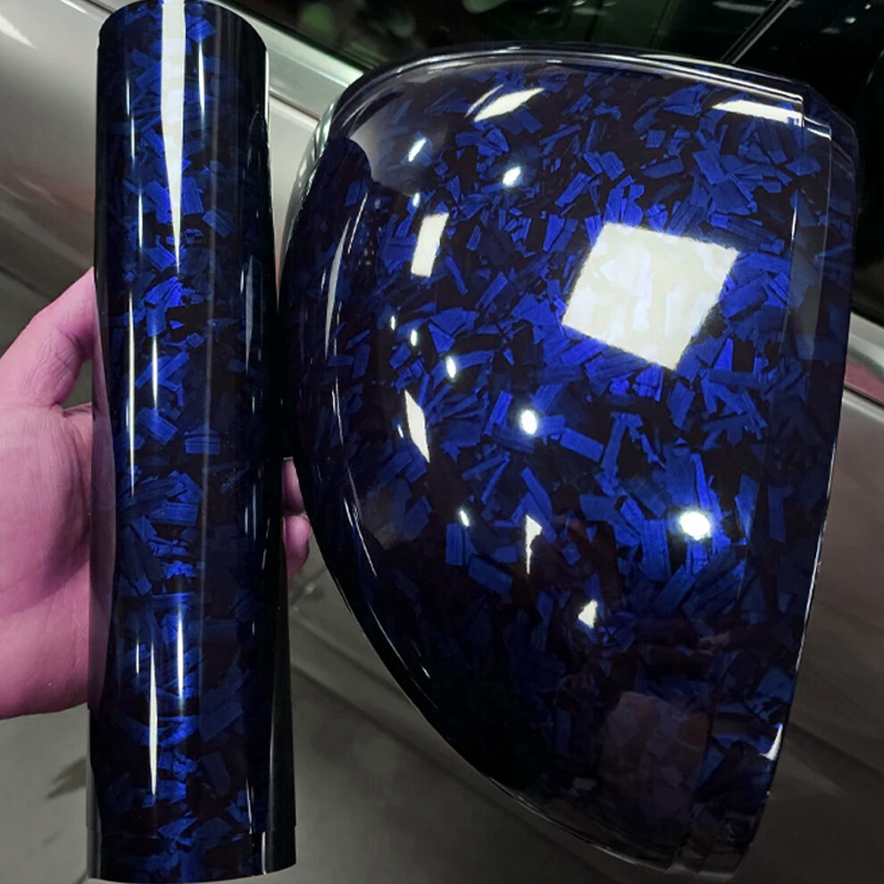 Car Carbon Fiber Film Glossy Forged Carbon Fiber Vinyl Foil Wraps Glossy Blue