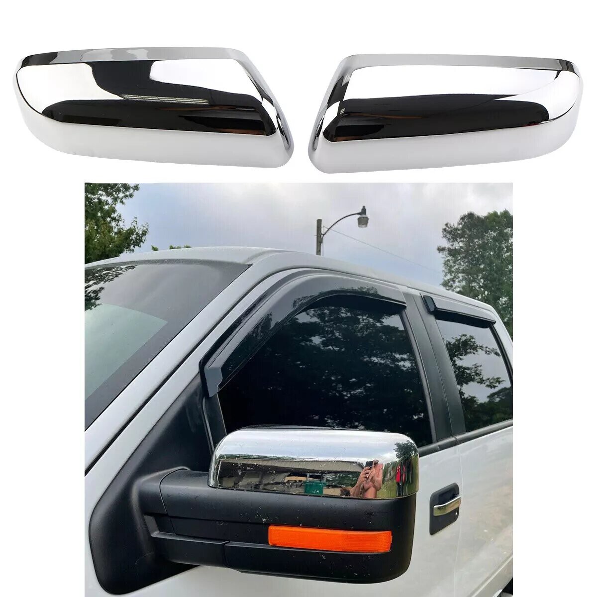 ABS Plastic Chrome Mirror Cap Covers for 09-14 FORD F-150 2 Door 4 Door Accessor