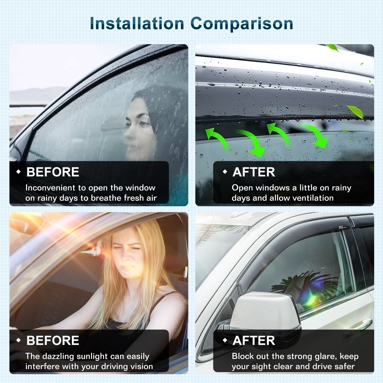 For 2015-2020 Chevrolet Suburban Window Visors Vent Rain Guards Wind Msigxmpsuuj