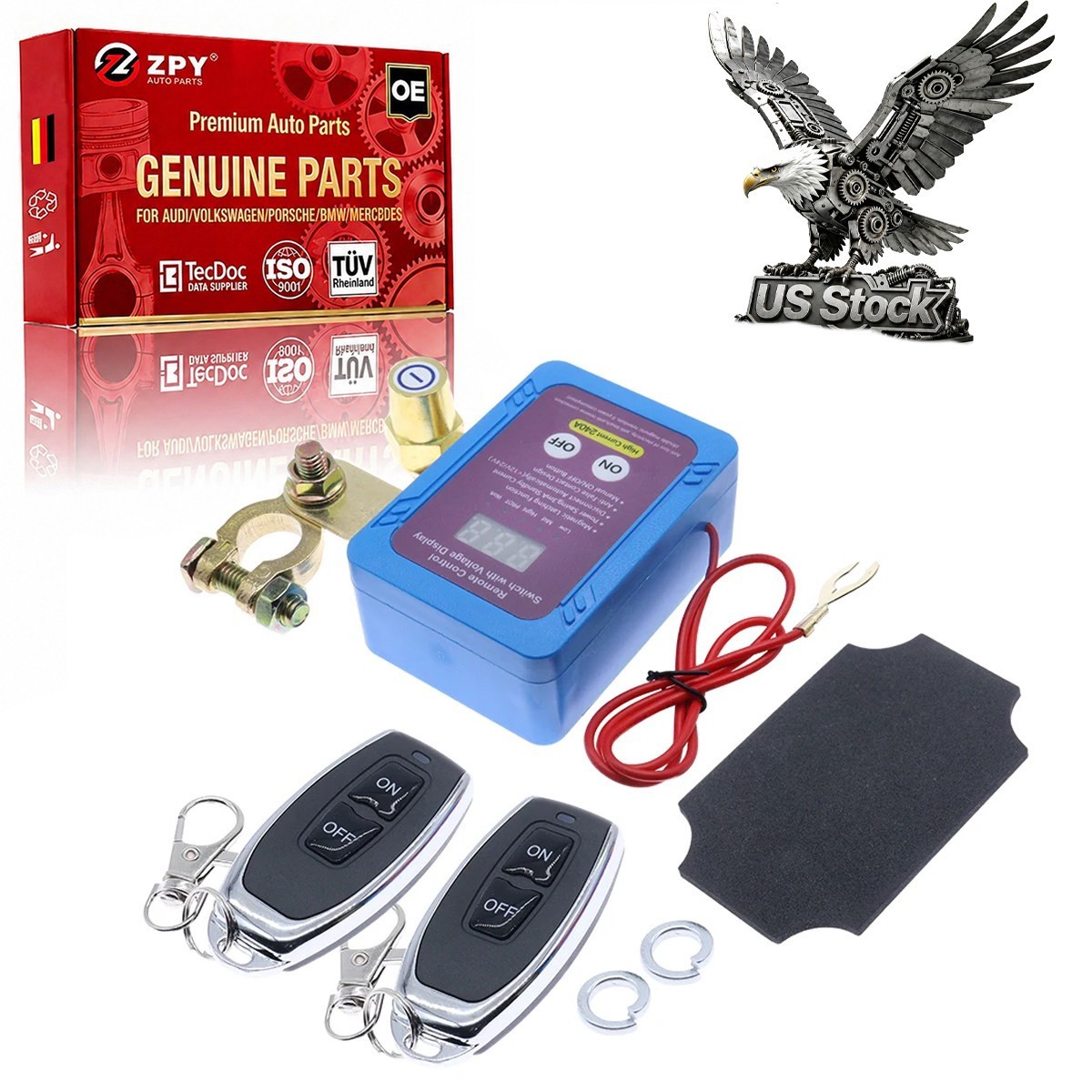 12/24V 240A Remote Battery Disconnect Kill Switch Anti Theft RV ATV Boat & LED