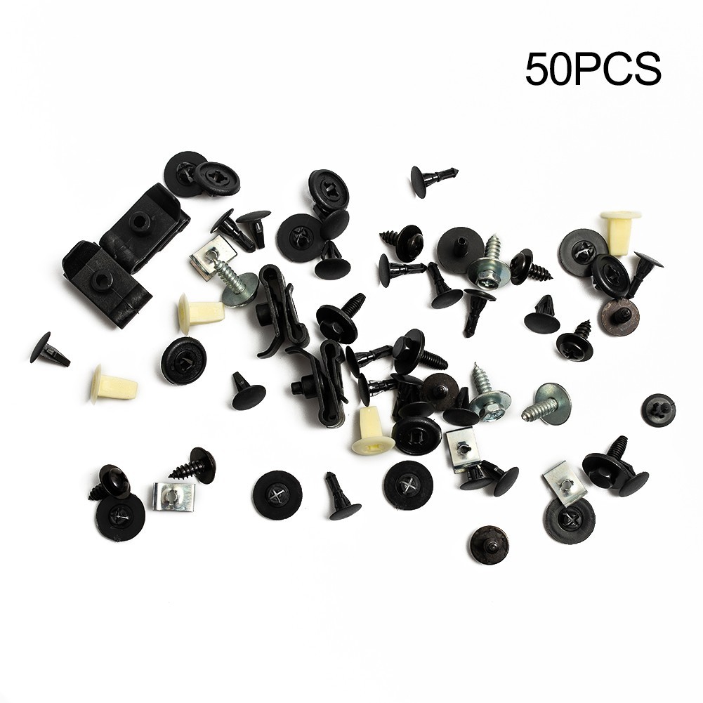 Parts Fasteners Plastic And Metal 50 Pcs Under Engine Cover Clips Underbody New