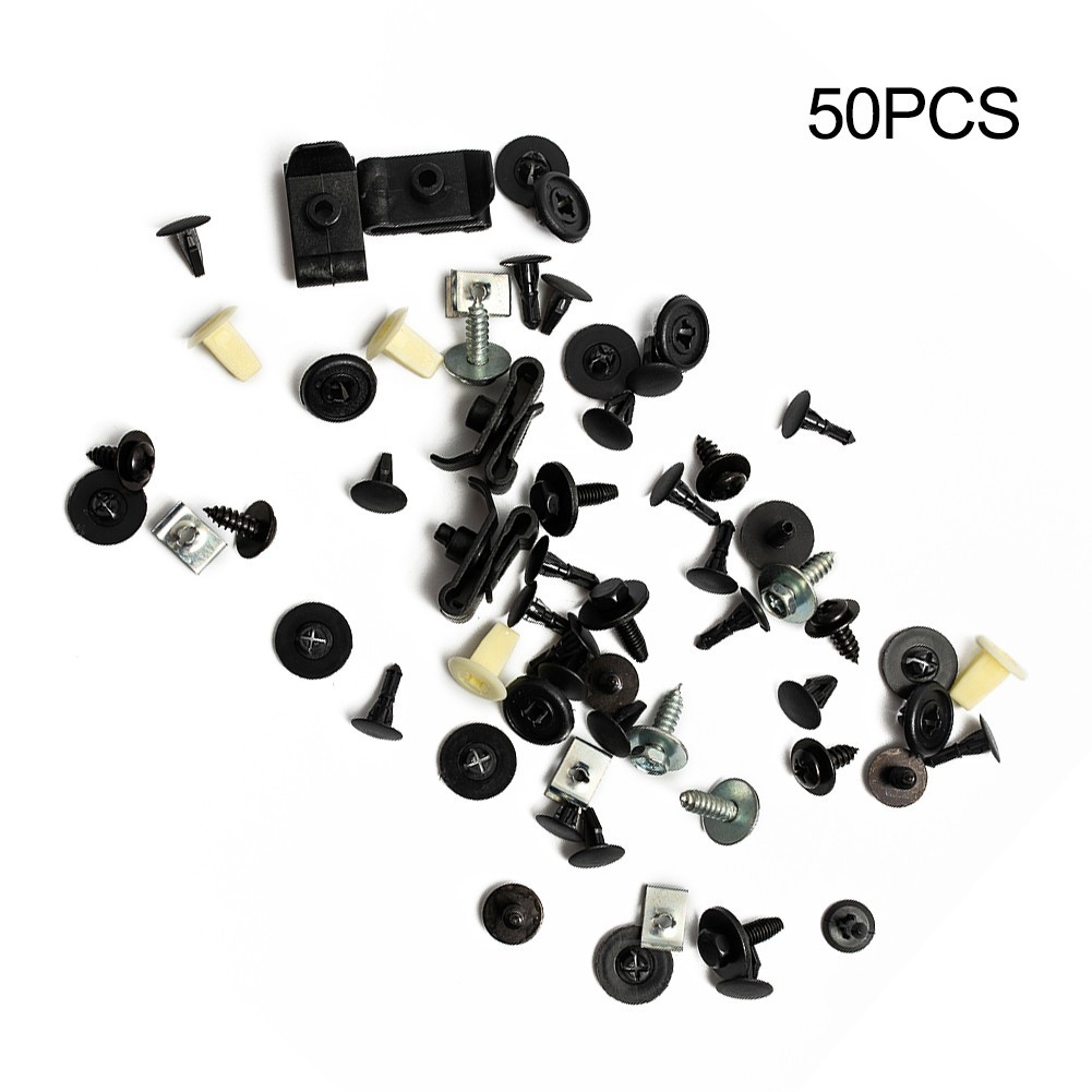 Parts Fasteners Plastic And Metal 50 Pcs Under Engine Cover Clips Underbody New