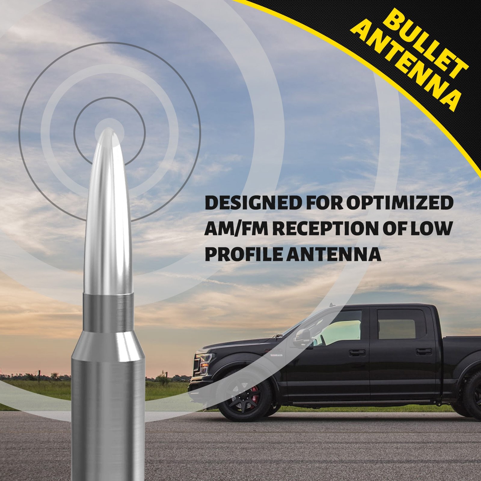5.3inch BULLET CAR ANTENNA 50 CAL CALIBER For 2009-2023 Dodge Ram Truck 1500
