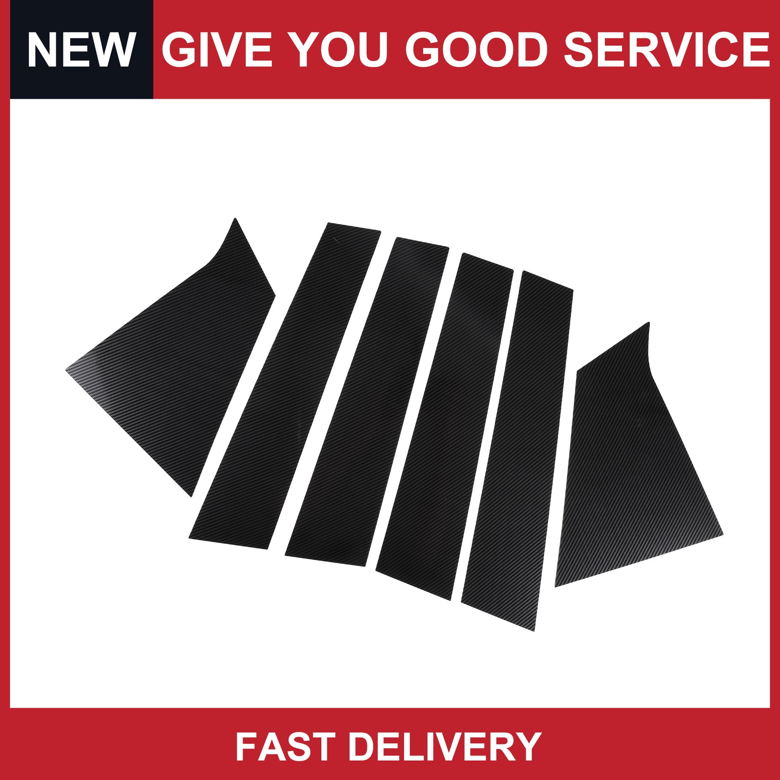 Packof 6 for Chevrolet Malibu 16-23 Pillar Window Trim Cover Black Carbon Fiber