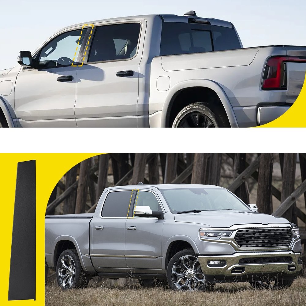 2PCS Front Right Left Door Pillar Window Applique B For 2019-2026 RAM 1500