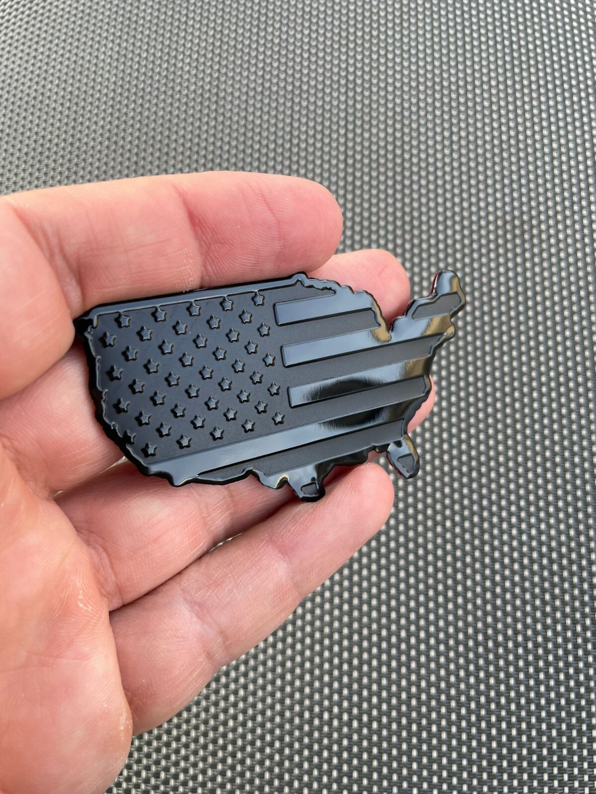 1 (ONE) 3D BLACK USA MAP EMBLEM BADGE – FITS ALL VEHICLES
