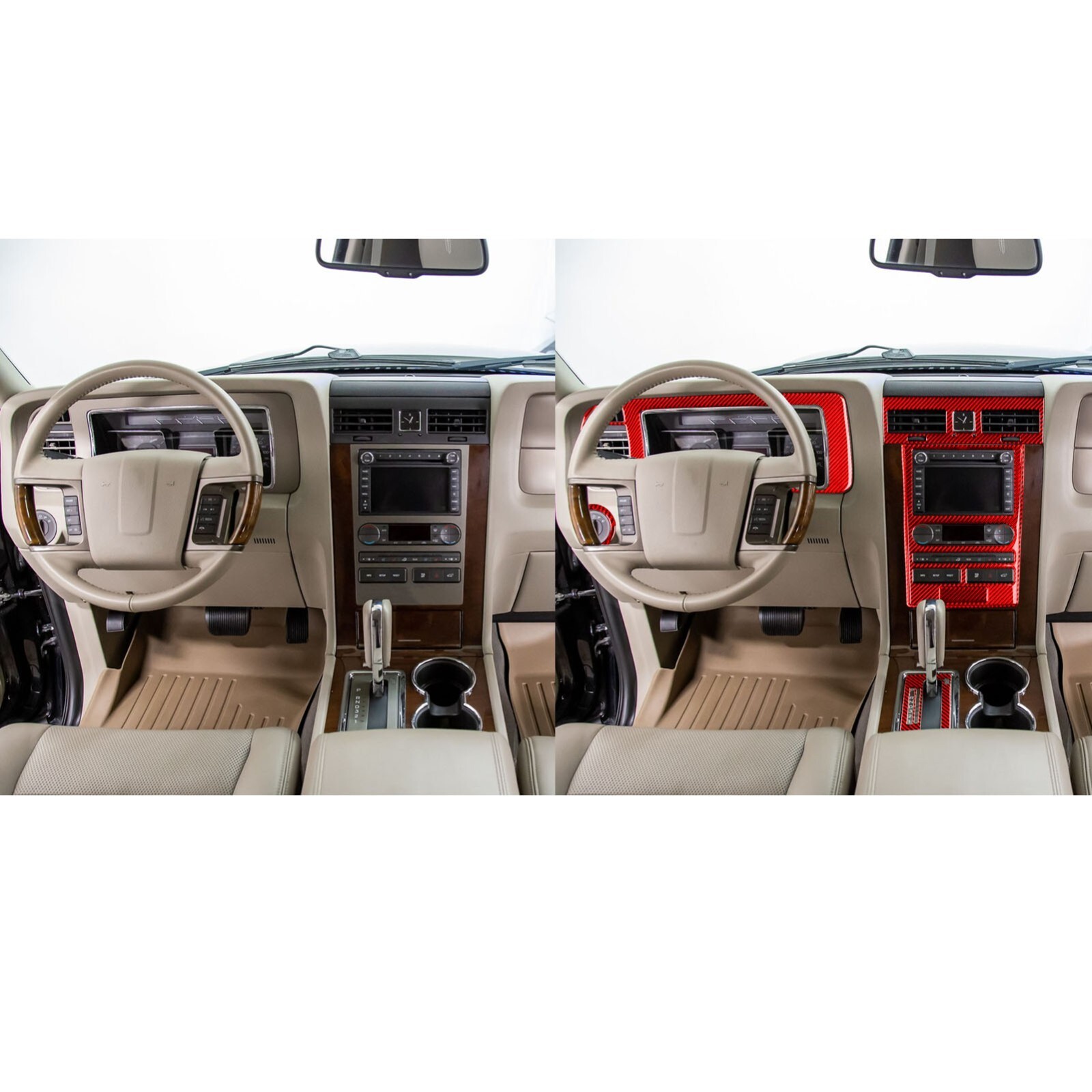 32Pcs Red Carbon Fiber Full Kits Interior Trim Sets For Lincoln Navigator 07-14
