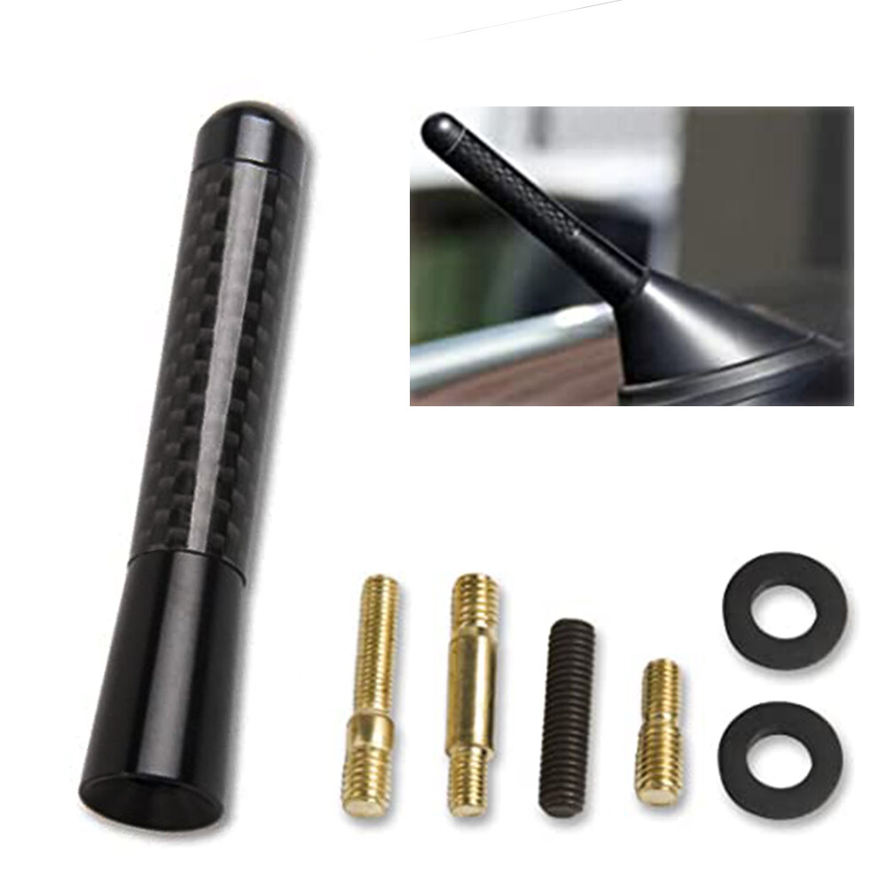 Real Carbon Fiber 3 Inch Short Antenna JDM Style AM/FM Radio Aerial Whip Black