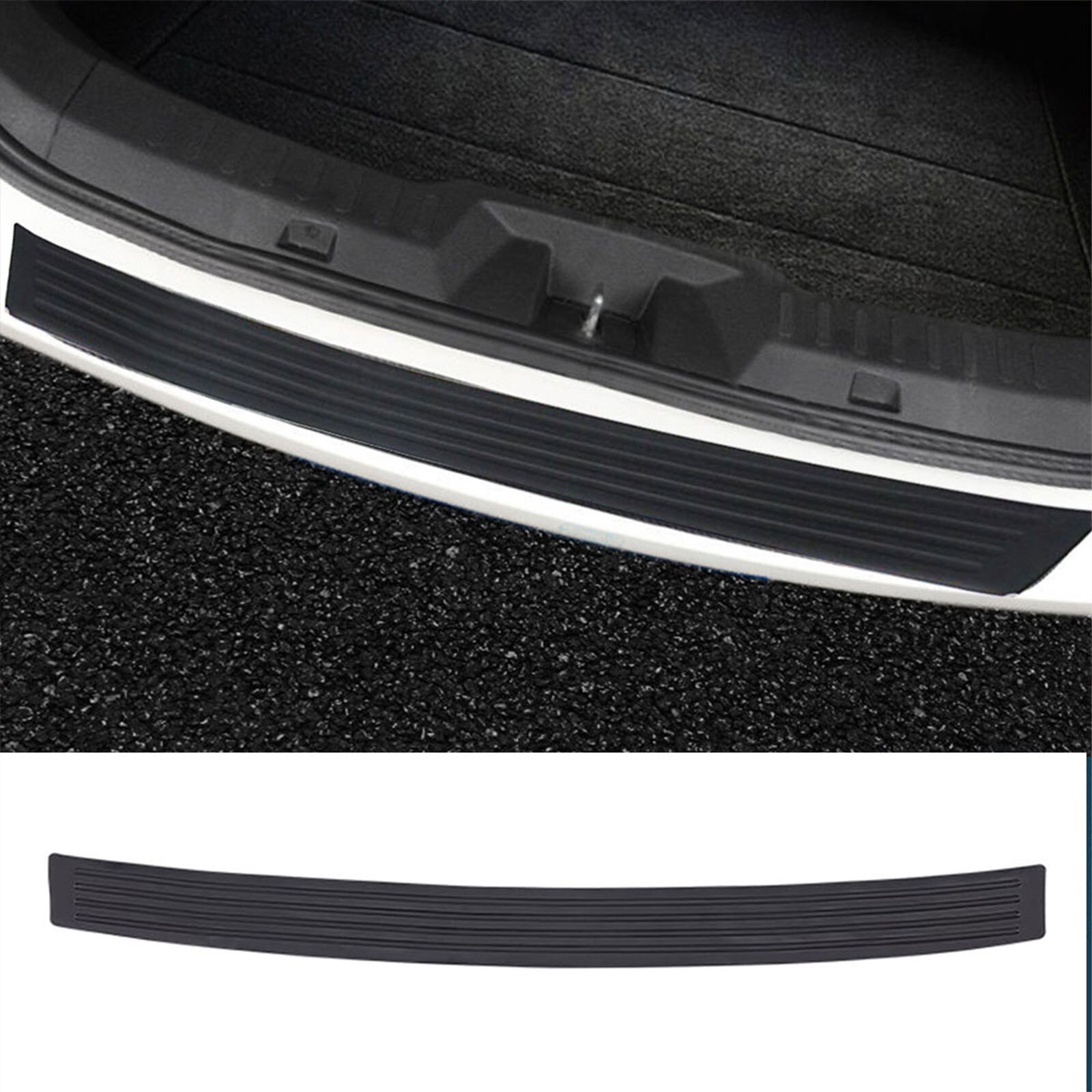 Rear Bumper Guard Protector Trim Cover Sill Plate Trunk Rubber Pad Kit Black