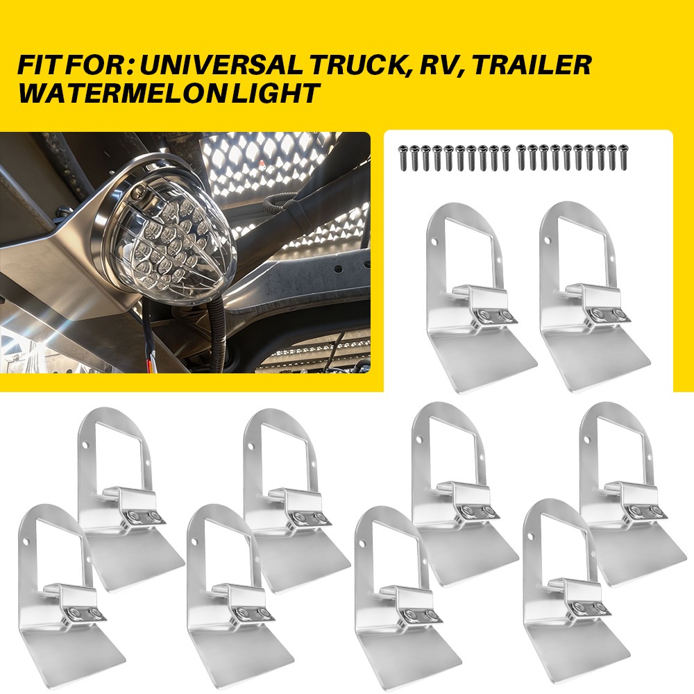 10PCS Fits Semi Truck Trailer RV Watermelon Light Mount Brackets Stainless Steel