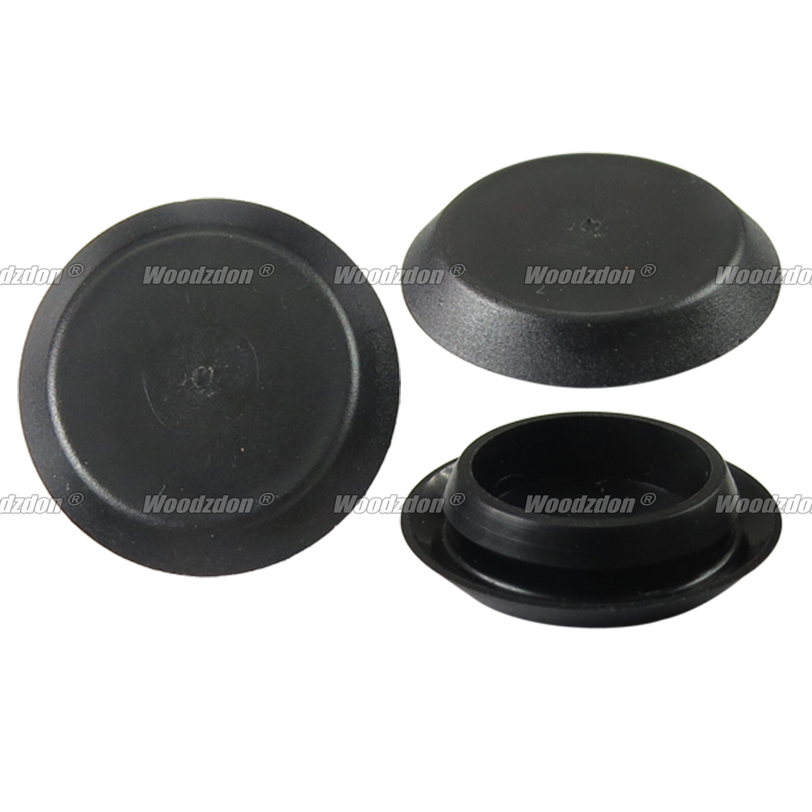100pc Flush Mount Black Plastic Body & Sheet Metal Plug Button 3/4″ Hole 1″ Head
