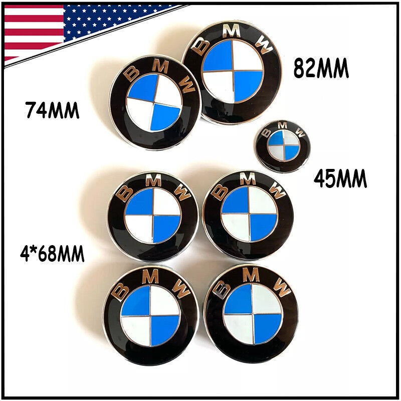 7X Genuine BMW Emblem Centre Caps Badges Set 82mm 74mm 68mm 45mm NEW