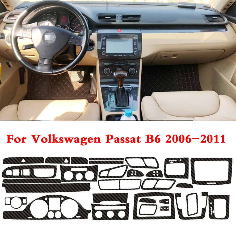 For Volkswagen Passat B6 5D Carbon Fiber black Pattern Interior DIY Trim Decals