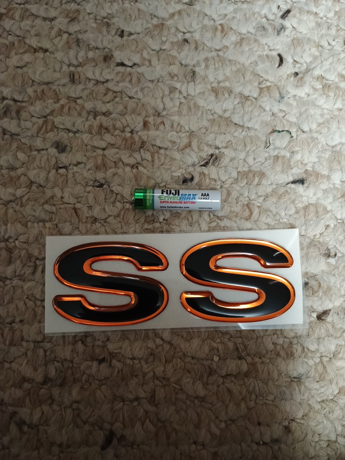 Chevrolet SS 3D Stick On Emblem Orange Black Chevy Camaro Chevelle Nova