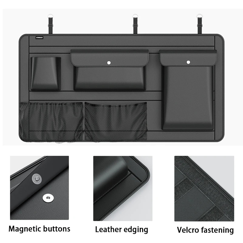 Adjustable Car Storage Box Backseat 5 Bag Trunk Organizer Multi-use PU Leather C