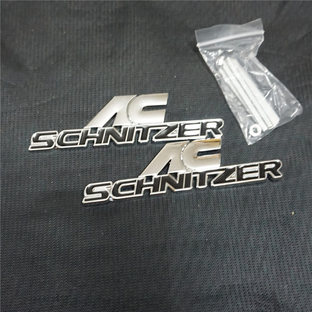 Black Silver Chrome AC SCHNITZER Metal Grille Emblem + Decal Sticker Badge Motor