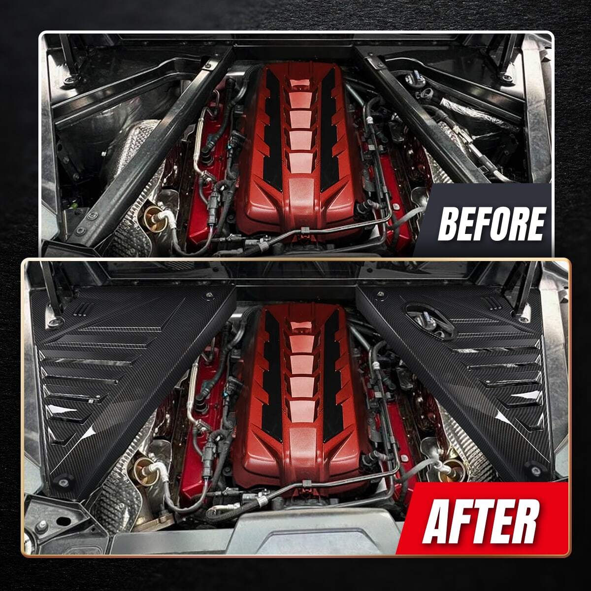 Front Rear Engine Bay Panel Covers Plate Trunk Cargo Mat for Corvette C8 Coupe