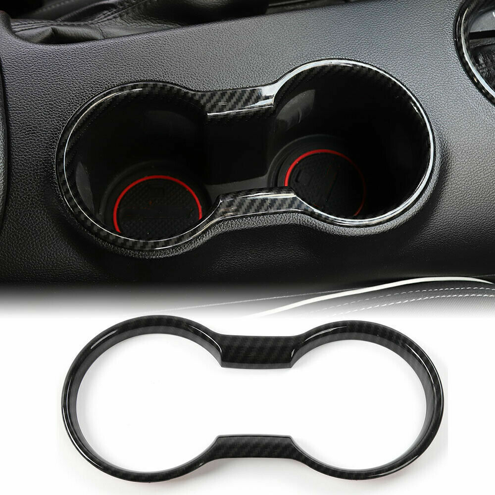 Carbon Fiber Cup Holder Insert &Gear Shift Frame Trim Cover for Ford Mustang 15+