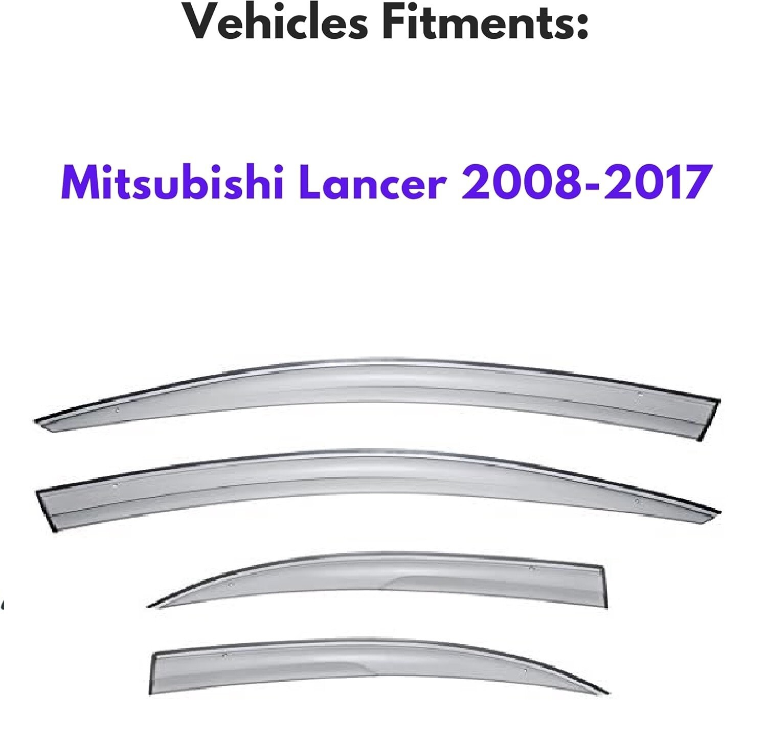 Window Visors Rain Guards Chrome Trim Fit Mitsubishi Lancer EVO X 10 2008-2017