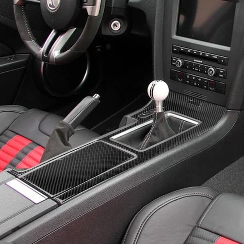 Carbon Fiber Center Console Gear Shifter Bezel Trim Fit For Mustang 2009-2013