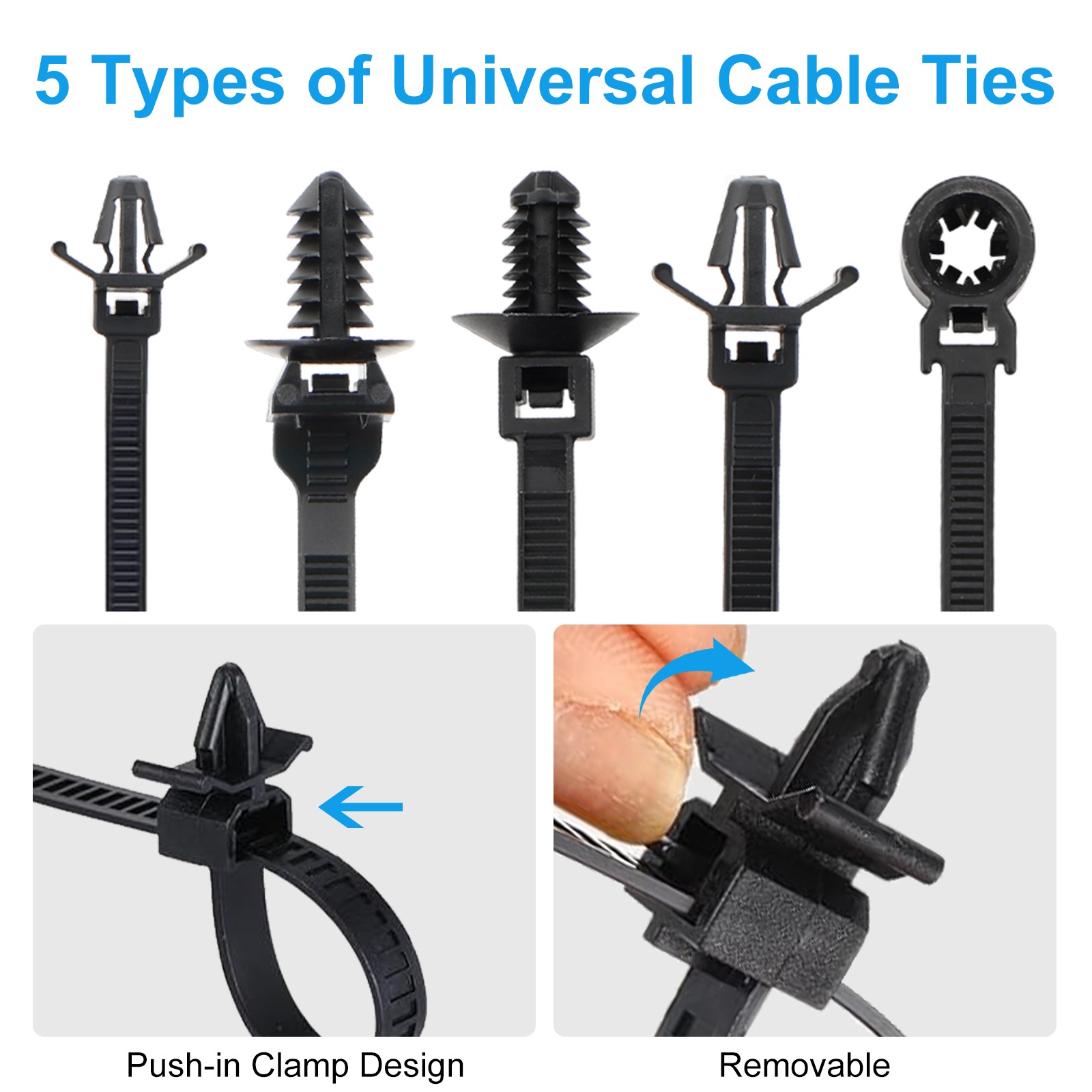 100x Car Wire Loom Routing Clip Push Mount Cable Tie Assortment Kit for Honda GM