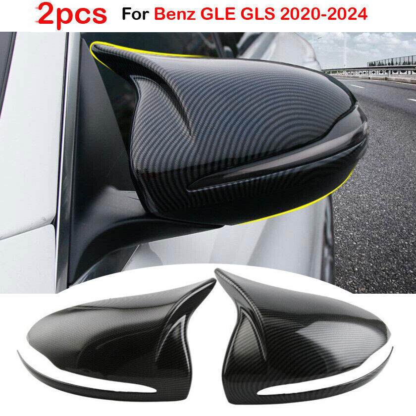 For Benz GLS 2020-2024 Carbon Fiber pattern ox Horn Rear View Mirror Cover Trim