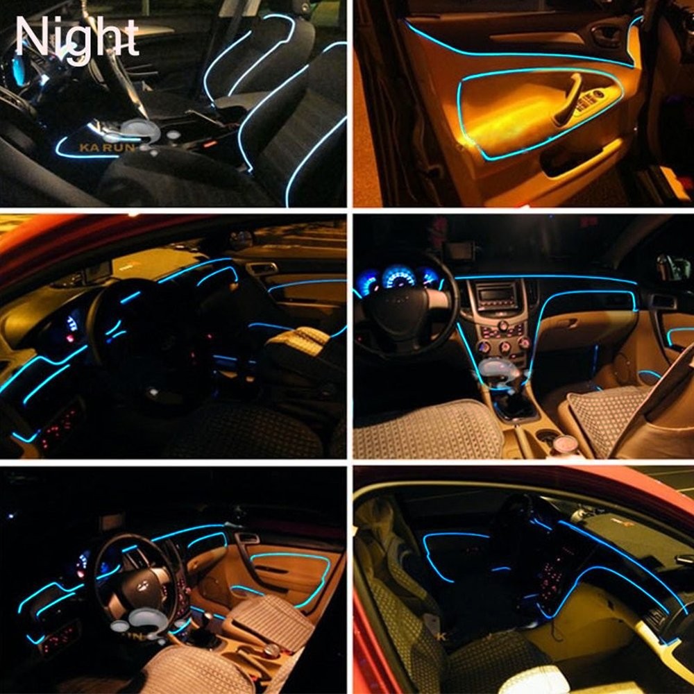 2M Cold White LED Car Interior Decor Trim Atmosphere Wire Strip Light Lamp Dash