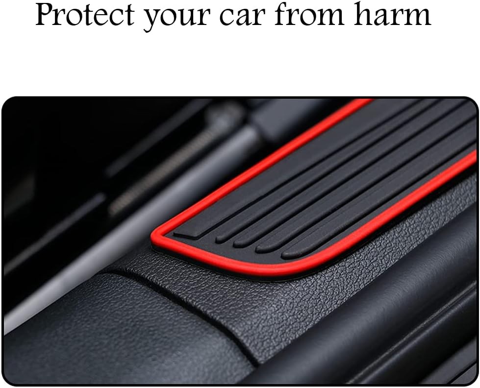 4PCS Red Border Rubber For Audi Car Sedan Door Scuff Sill Cover Panel Protector