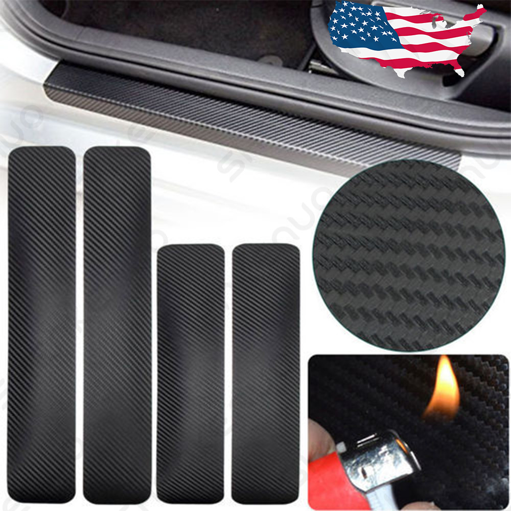 4PC 4D Car Door Sill Protector Carbon Fiber Sticker For Chevy Silverado Z71