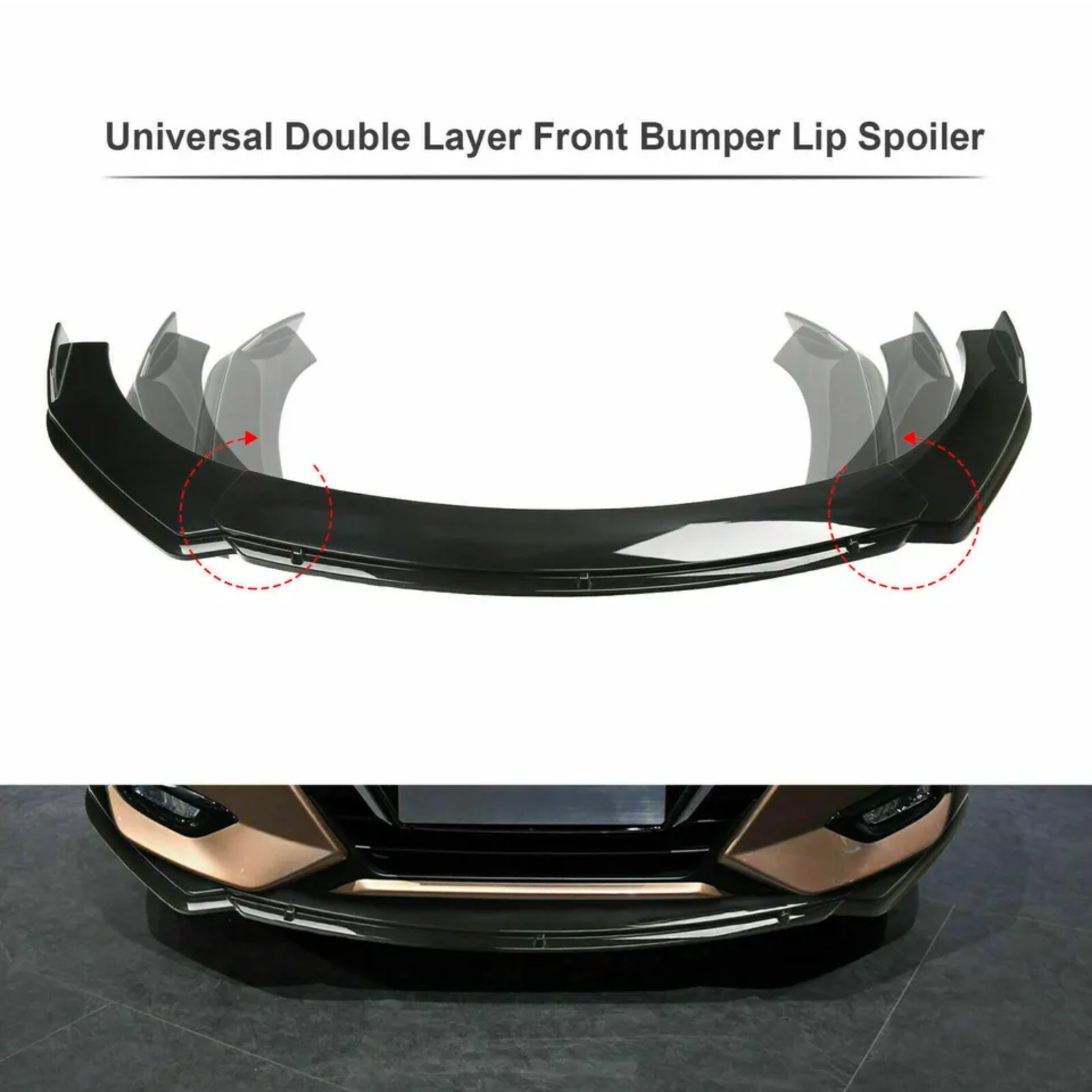 Universal Front Bumper Lower Lip Spoiler Splitter Glossy Black For Mazda CX-7 9
