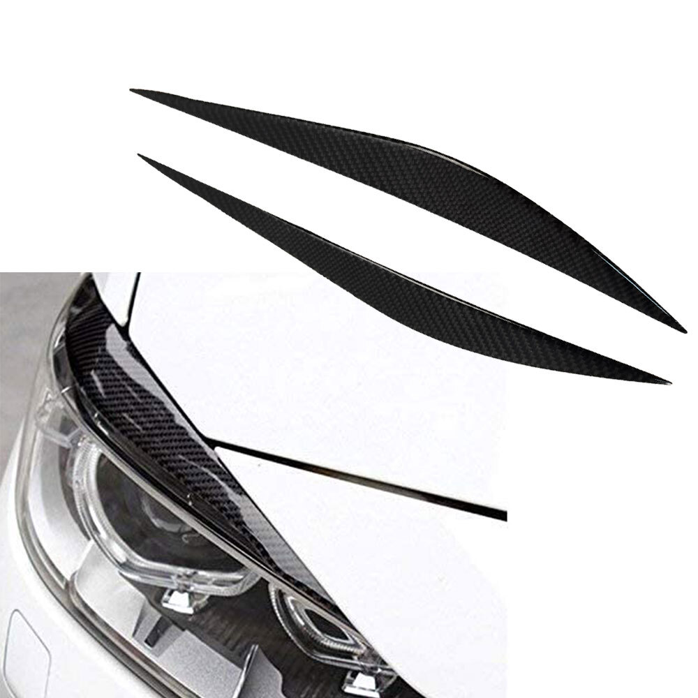 Carbon Fiber Front Headlight Eyebrow Cover Eyelid Trim For BMW 3 Series 13-19 A2