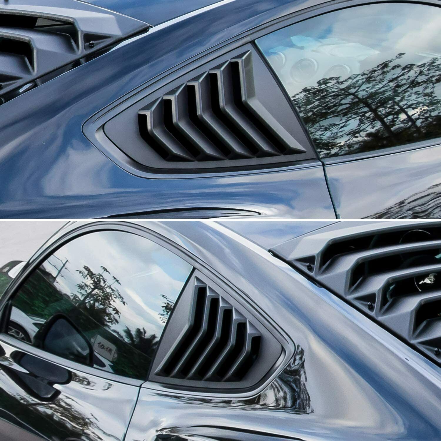 For Ford Mustang 2015-2020 Side Quarter Window Louvers Rear Sun Shade Cover