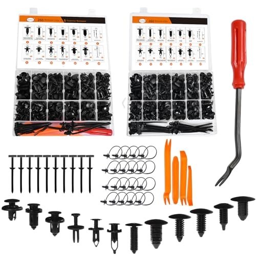 260PCS Car Bumper Retainer Clips Kit – Auto Plastic Rivets & Push Fasteners, Tri