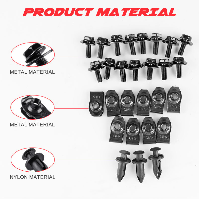 28X Car Clips Screws Body Bolts Engine Splash Retainer Push Rivet Fastener U Nut