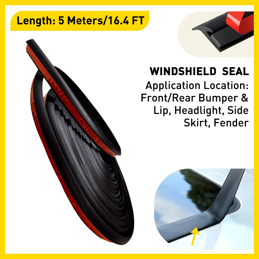 1PCS Weather Seal Rubber Strip Car Windshield Trim Edge Molding 10MMx5M T-shape