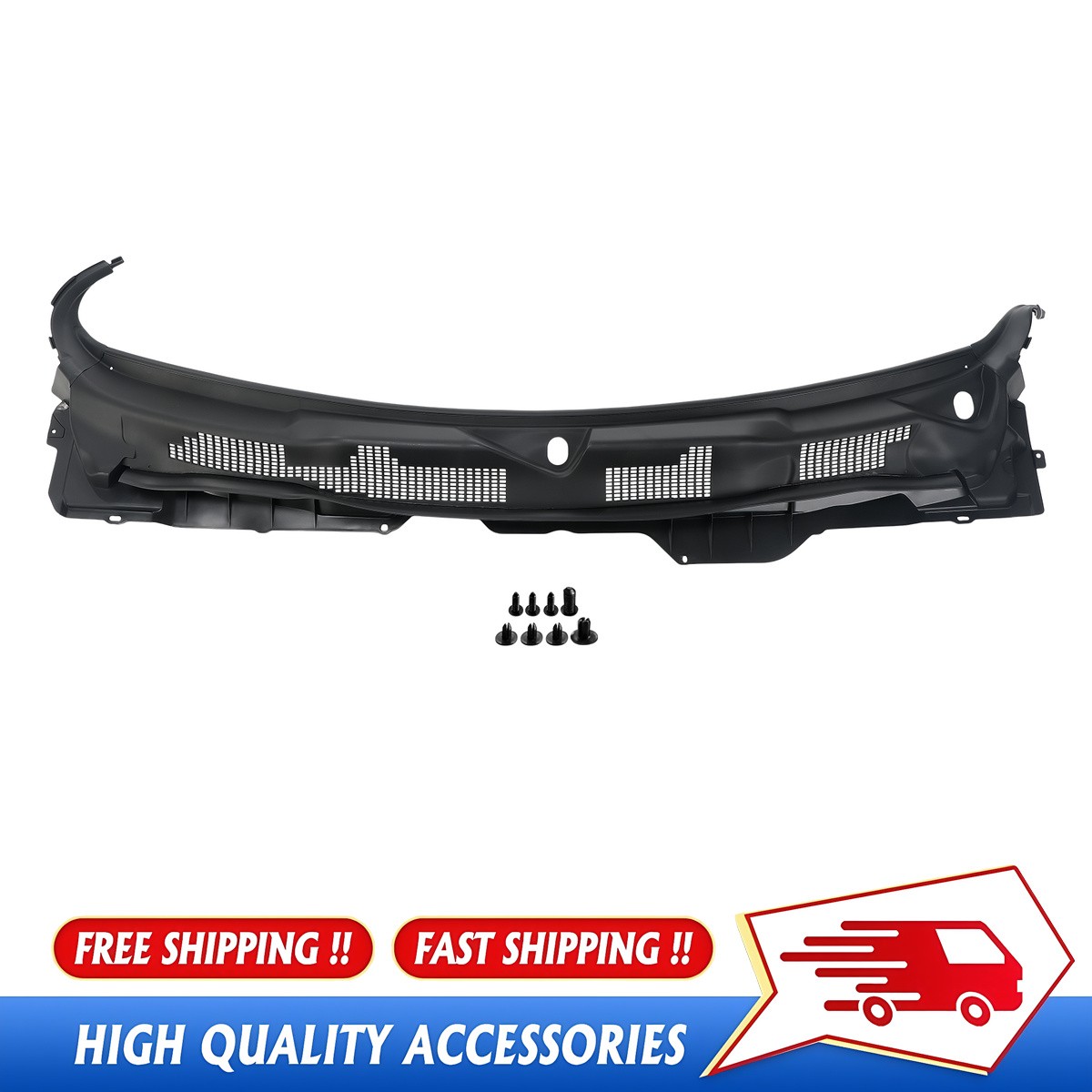 Front Grille Wiper Cowl Panel For Ram 1500 2500 3500 2009-2024 Plastic Black