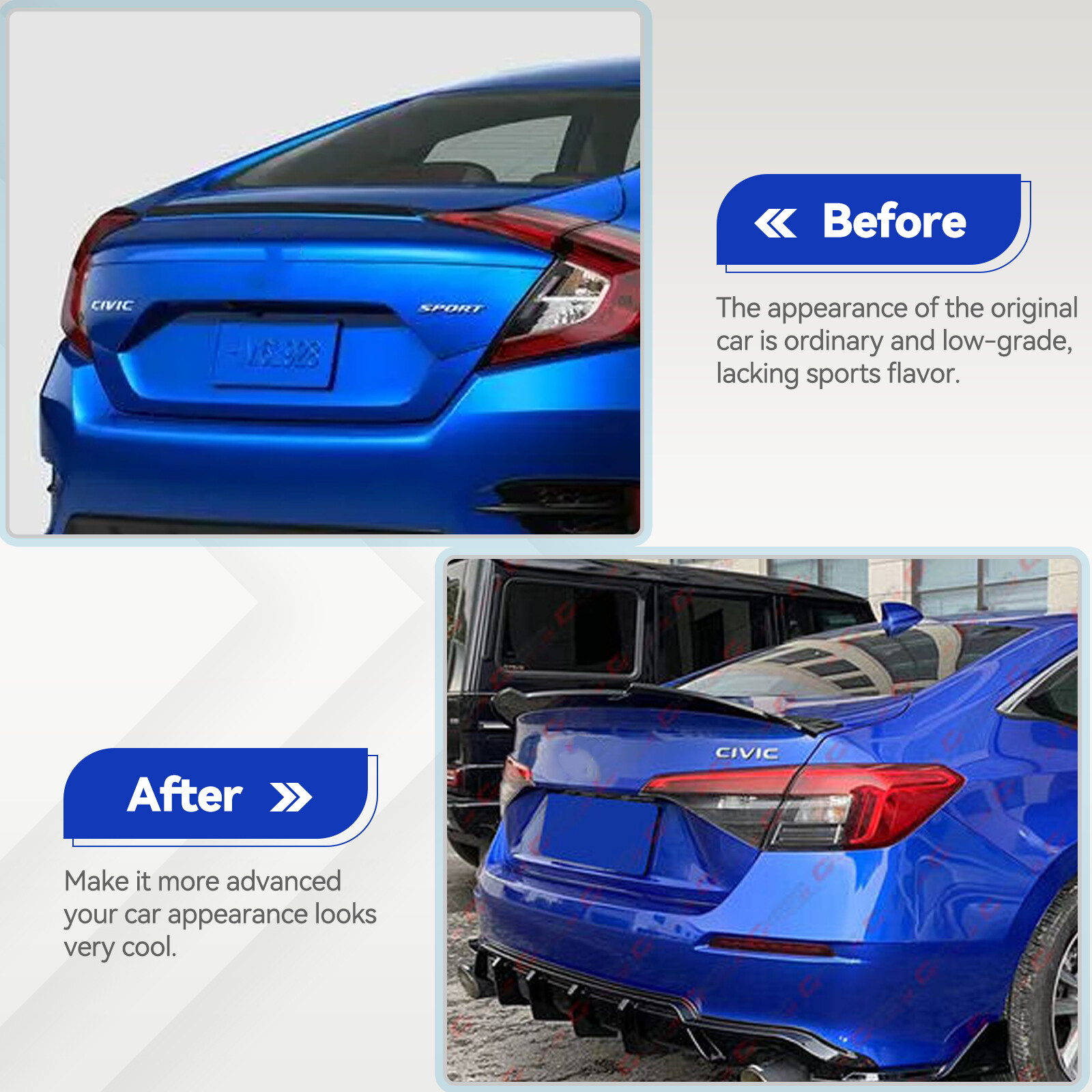 Trunk Spoiler Wing High Kick For 2022 -2025 Honda Civic Sedan Si Factory M Style
