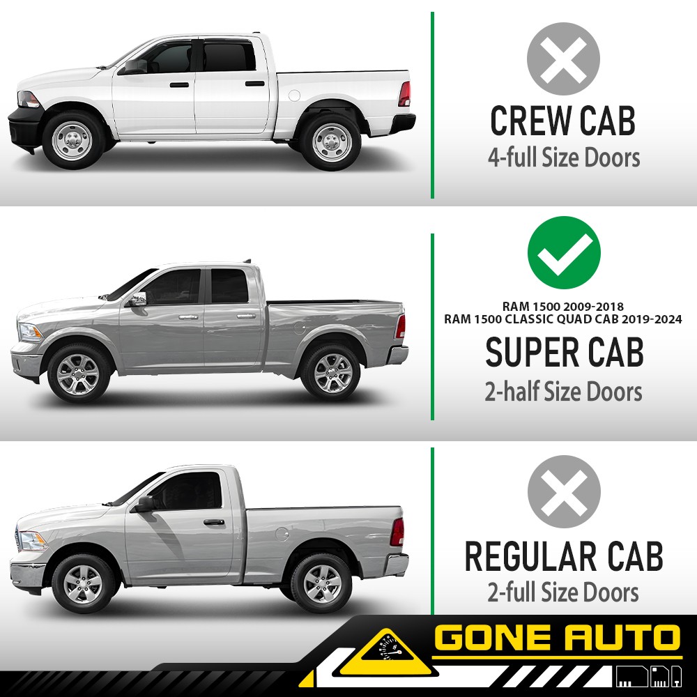 Rain Guards Deflectors Window Visors Fit for 2009-24 Ram 1500 & Classic Quad Cab