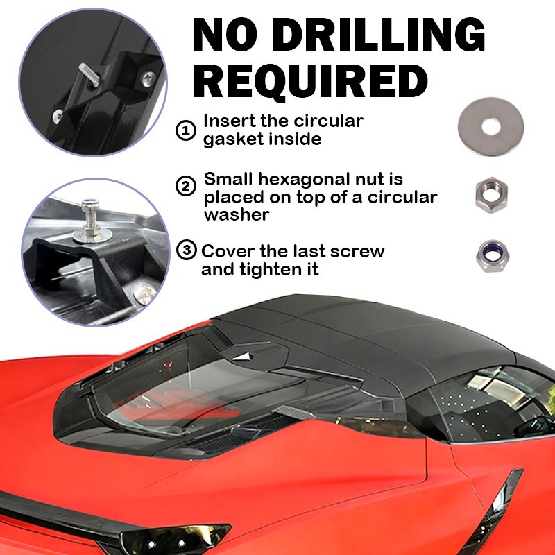 2X Carbon Fiber Rear Upper Intake Port Cover For 2020-2026 Corvette C8 Z51 Z06