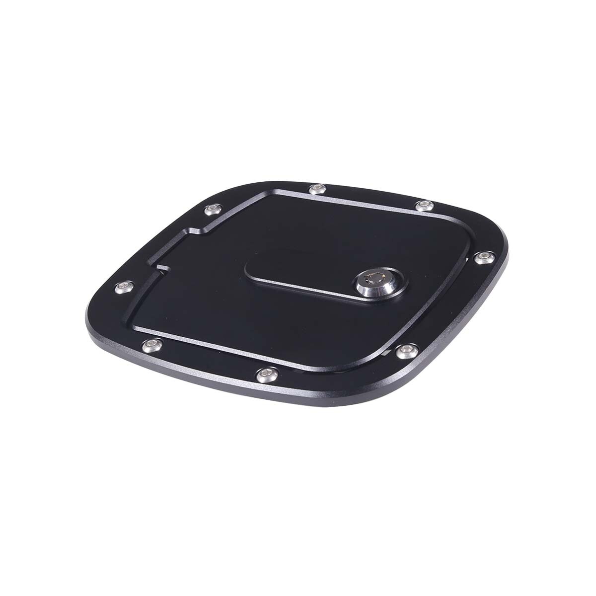 Locking Fuel Door Gas Tank Cap Cover ALUMINUM Black Fit For FJ Cruiser 2007-2014
