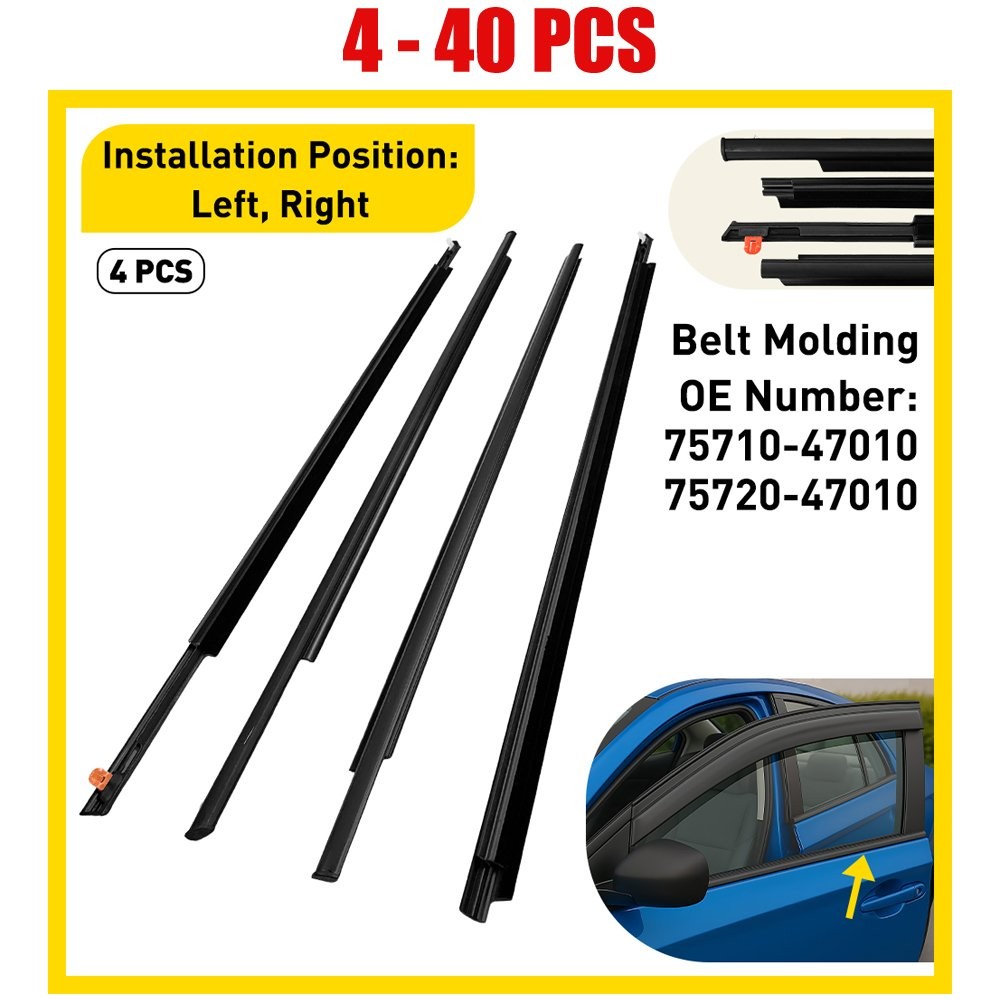 4-40X Outside Window Weatherstrip Seal Belt Moulding For Toyota Prius 2004-2009