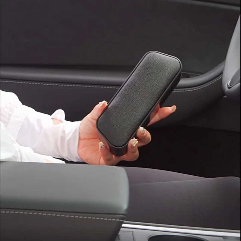 Car Armrest Door Storage Box Support Cover Anti-Slip Armrest Cushion Pad Black