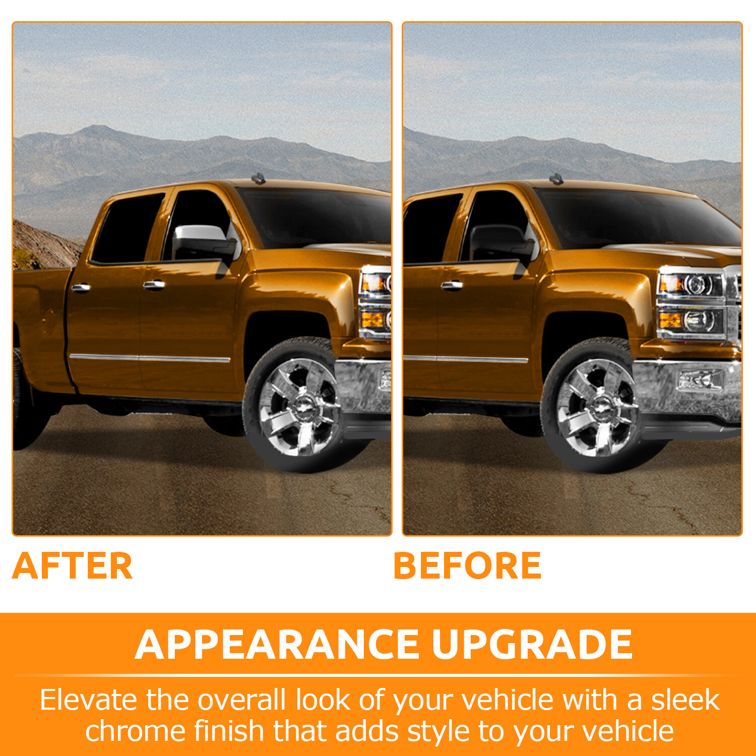 For 2007-2014 Chevy Silverado / GMC Sierra CHROME Top Mirrors Covers Replacement
