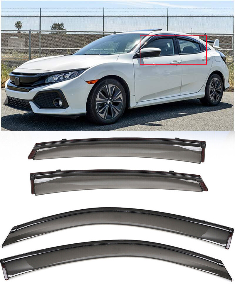 For 2016-2021 Honda Civic Sedan JDM 3D Style Tinted Window Visor Rain Guard