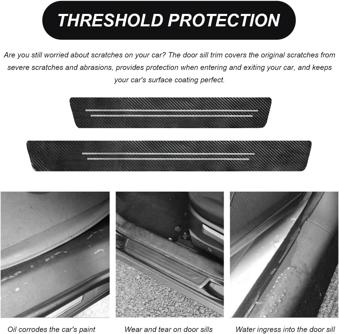 For Honda 9PCS Door Sill Protector 2.8in Wide Custom Fit Anti-Scratch Guards Kit