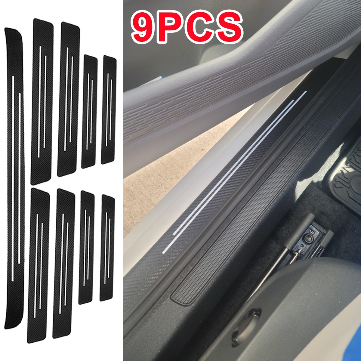 For Honda 9PCS Door Sill Protector 2.8in Wide Custom Fit Anti-Scratch Guards Kit